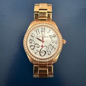 Betsey Johnson Rose Gold Watch with Crystal Bezel